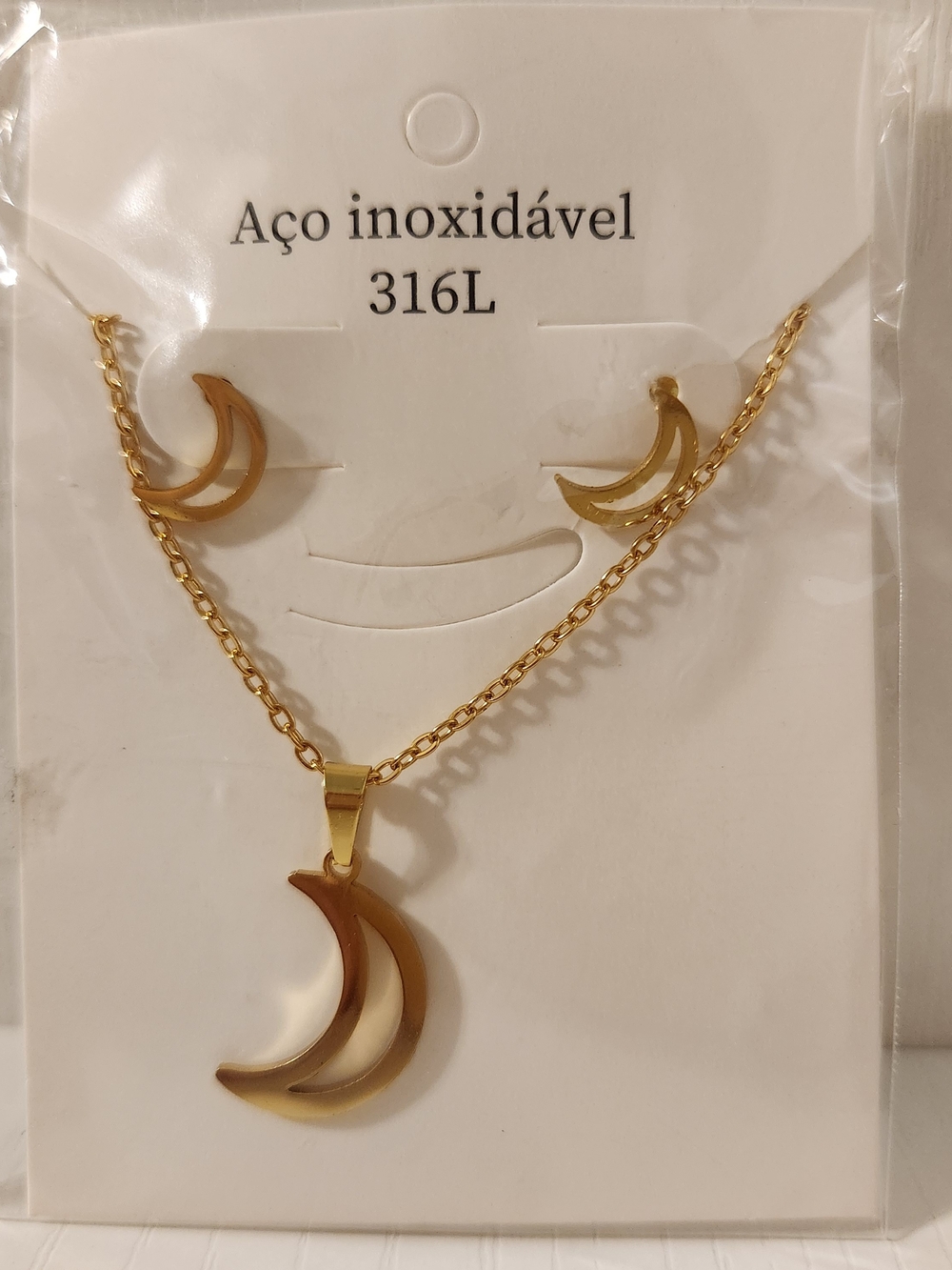 Crescent Moon Jewelry Set in Gold NWT